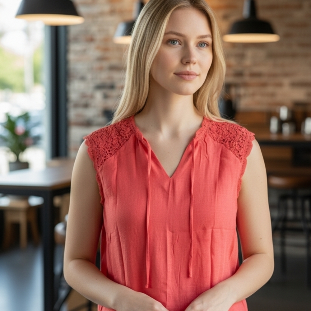 Zac & Rachel Red Lace Blouse